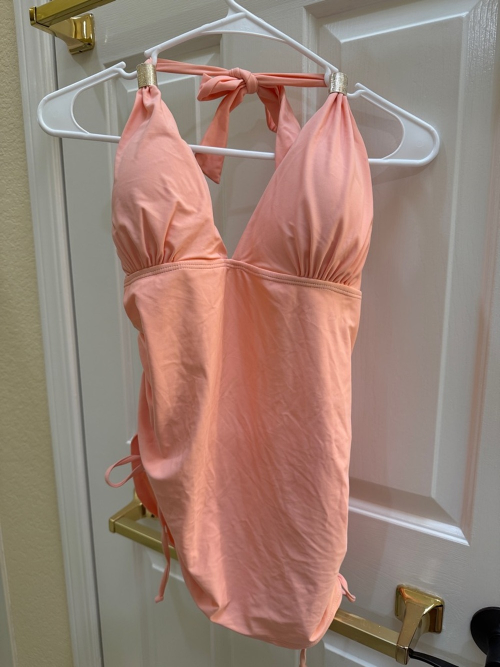 Peach Halter One-Piece Swimsuit